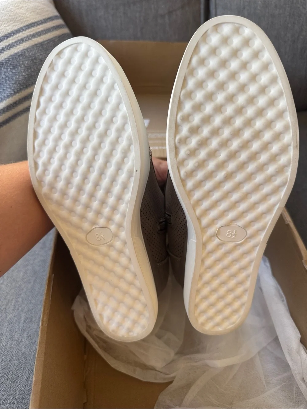 Journee Collection Taupe Perforated Wedge Sneaker Bootie with Side Zip